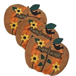 Set of 3 Quilted Cotton Pumpkin Placemats